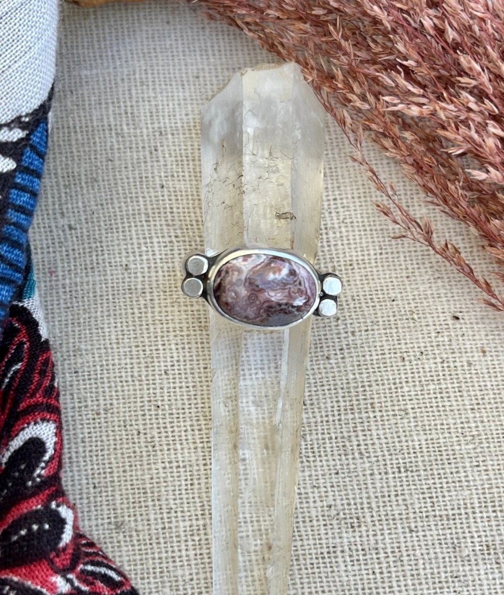 Crazy Lace Agate Horizontal Ring - Sky Island Jewelry