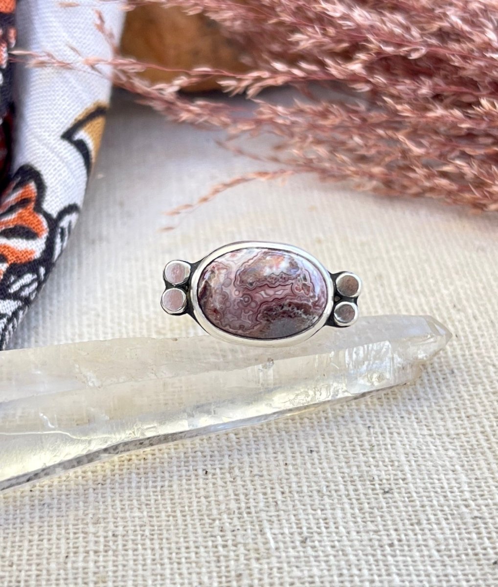 Crazy Lace Agate Horizontal Ring - Sky Island Jewelry