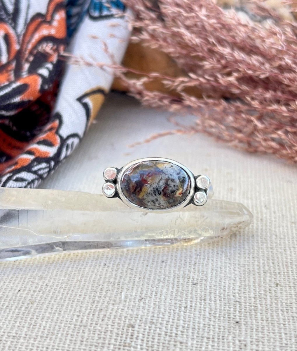 Crazy Lace Agate Horizontal Ring - Sky Island Jewelry