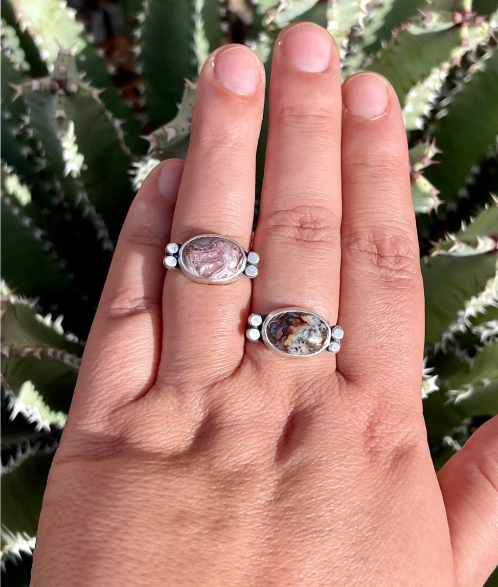 Crazy Lace Agate Horizontal Ring - Sky Island Jewelry
