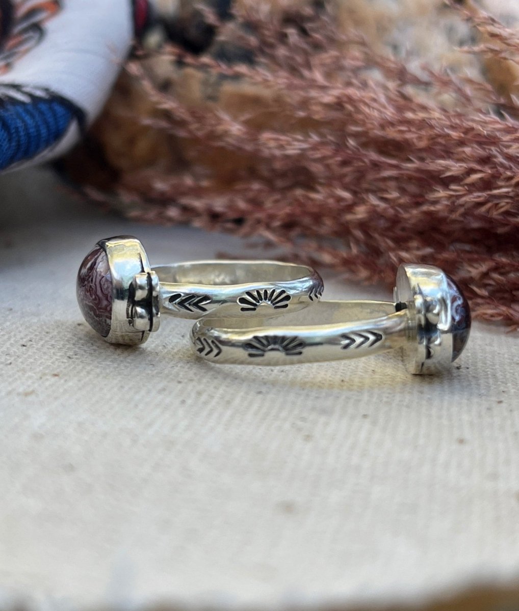 Crazy Lace Agate Horizontal Ring - Sky Island Jewelry