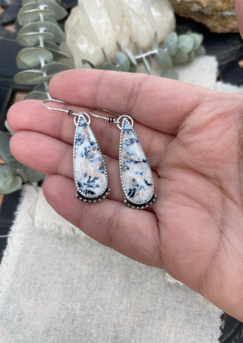 Dendritic Agate Drop Earrings - Sky Island Jewelry