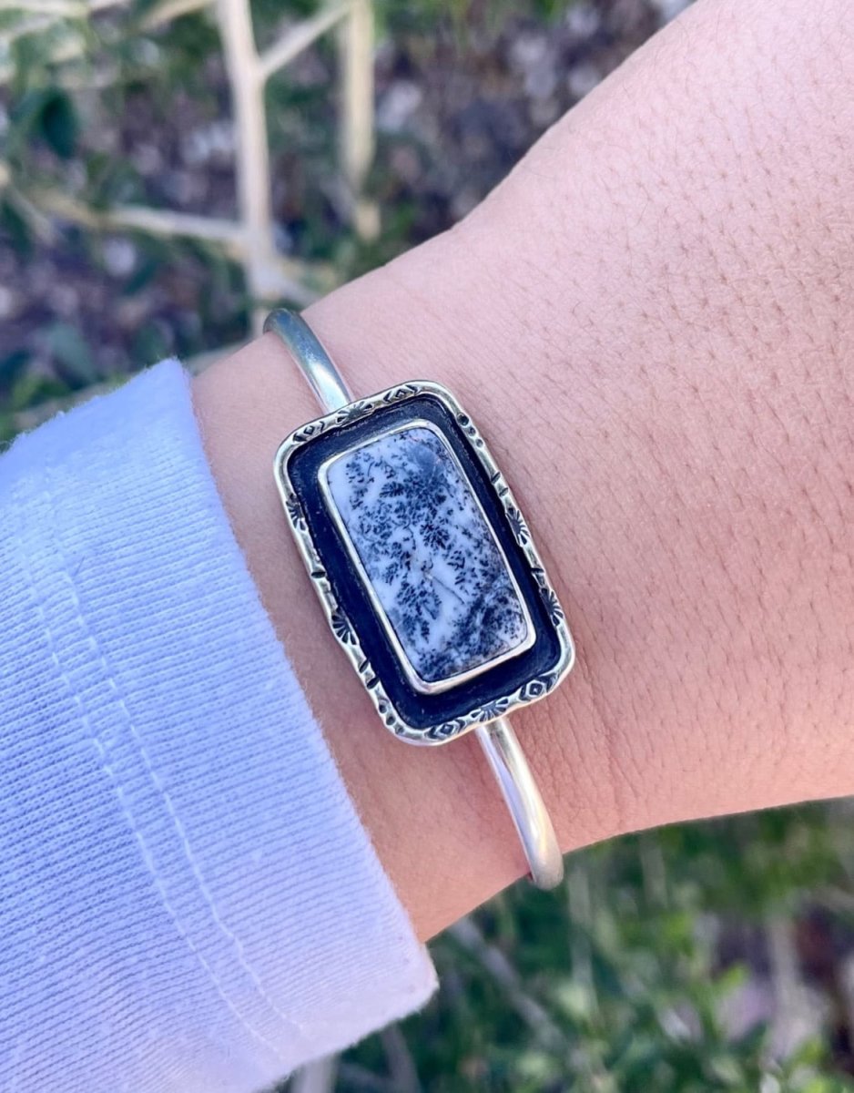 Dendritic Agate Rectangle Cuff Bracelet - Sky Island Jewelry