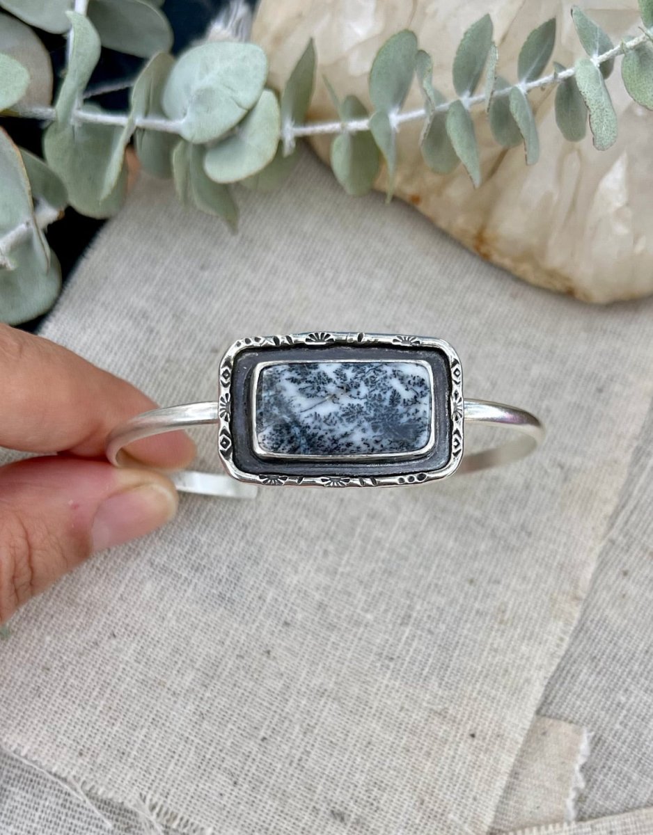 Dendritic Agate Rectangle Cuff Bracelet - Sky Island Jewelry