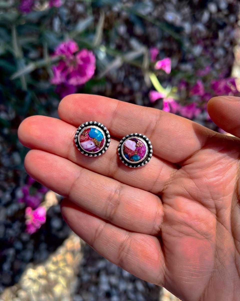 Kingman Spiny Oyster Studs - Sky Island Jewelry