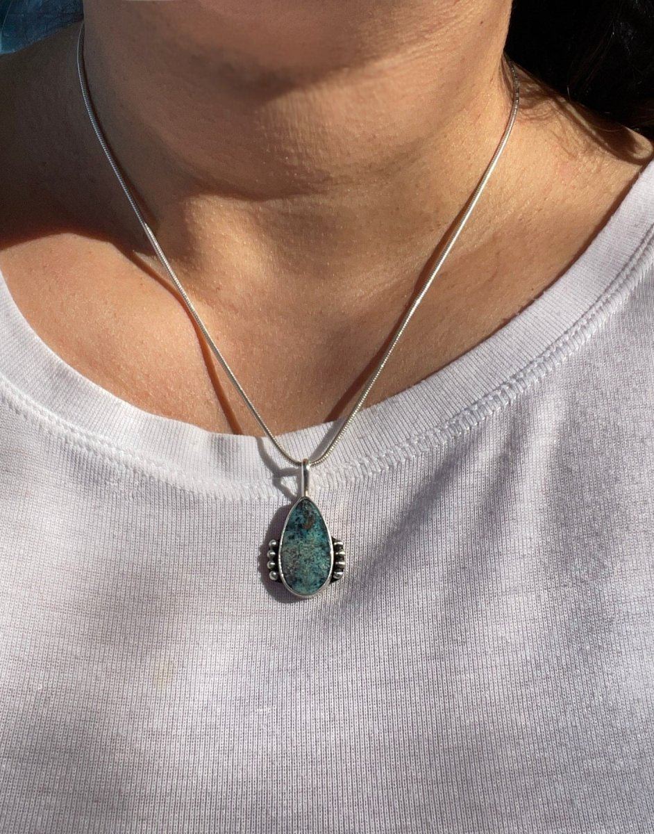 Opalized Wood Teardrop Necklace - Sky Island Jewelry