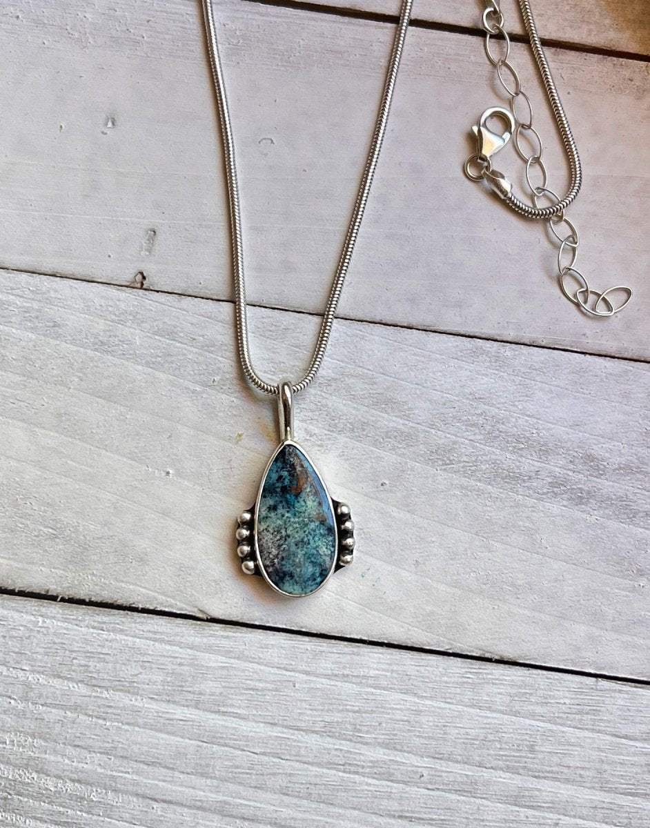 Opalized Wood Teardrop Necklace - Sky Island Jewelry