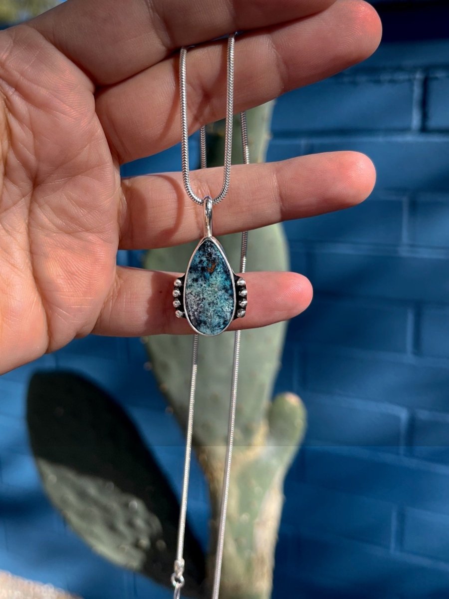 Opalized Wood Teardrop Necklace - Sky Island Jewelry