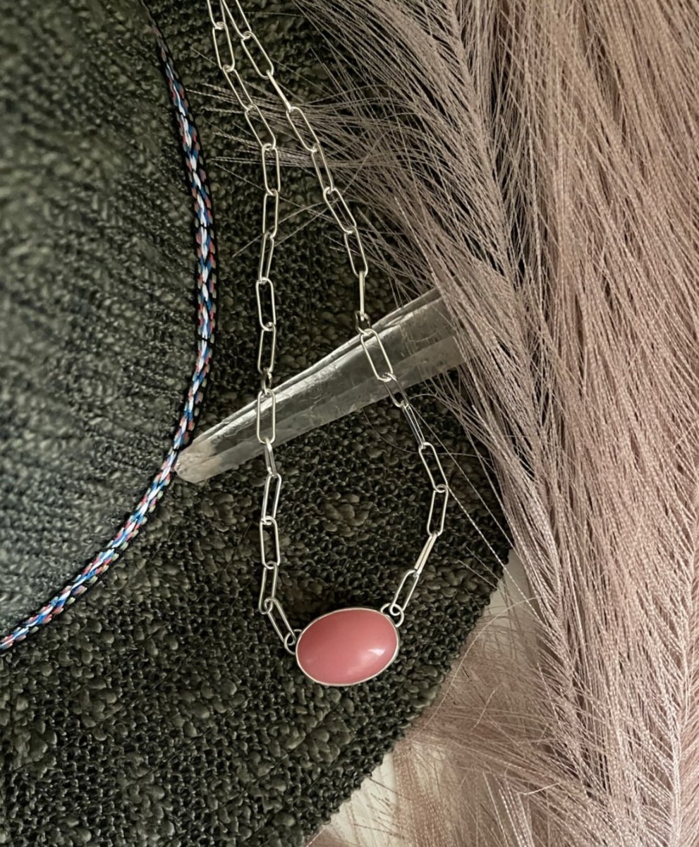 Pink Guava Quartz Paper Clip Chain Choker - Sky Island Jewelry