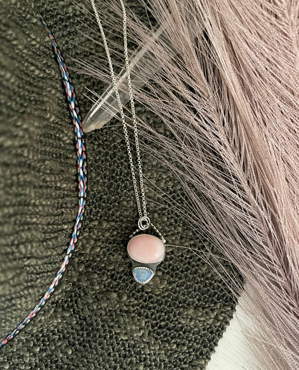 Pink Opal & Australian Opal Necklace - Sky Island Jewelry