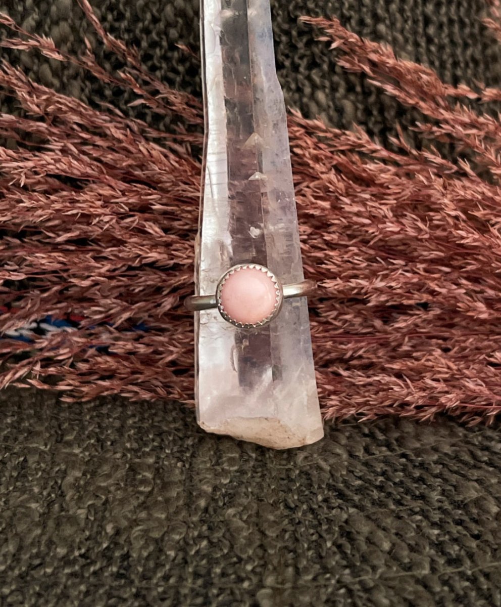 Pink Opal Solitaire Stacking Ring - Sky Island Jewelry