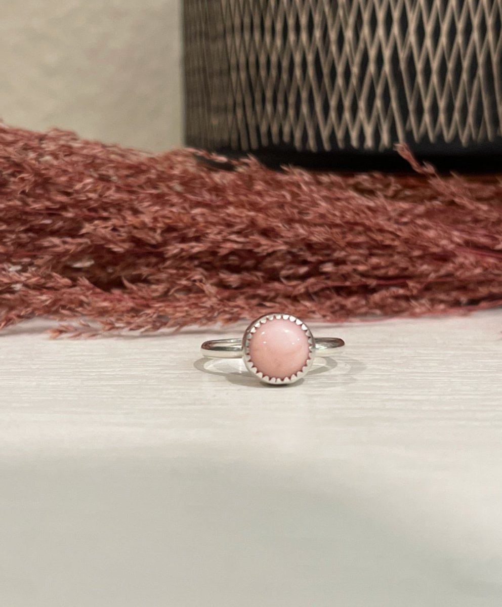 Pink Opal Solitaire Stacking Ring - Sky Island Jewelry