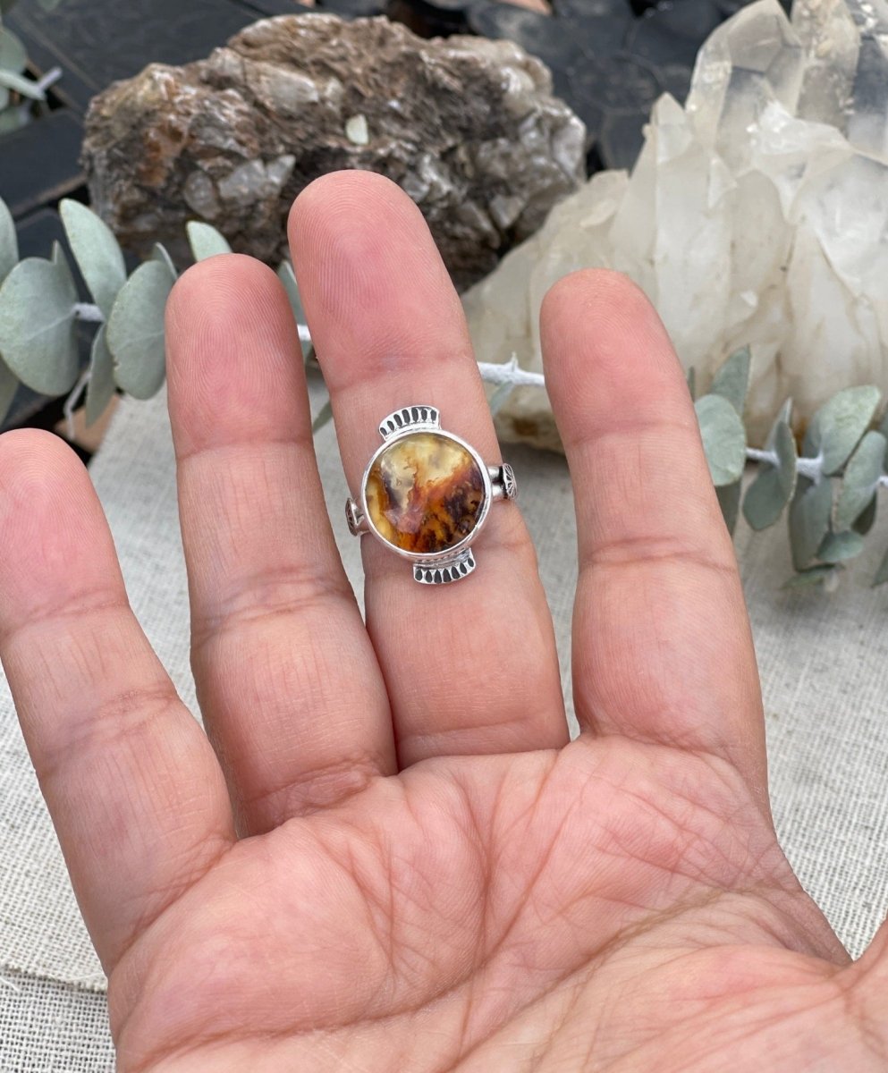 Plume Agate Fire Ring - Sky Island Jewelry