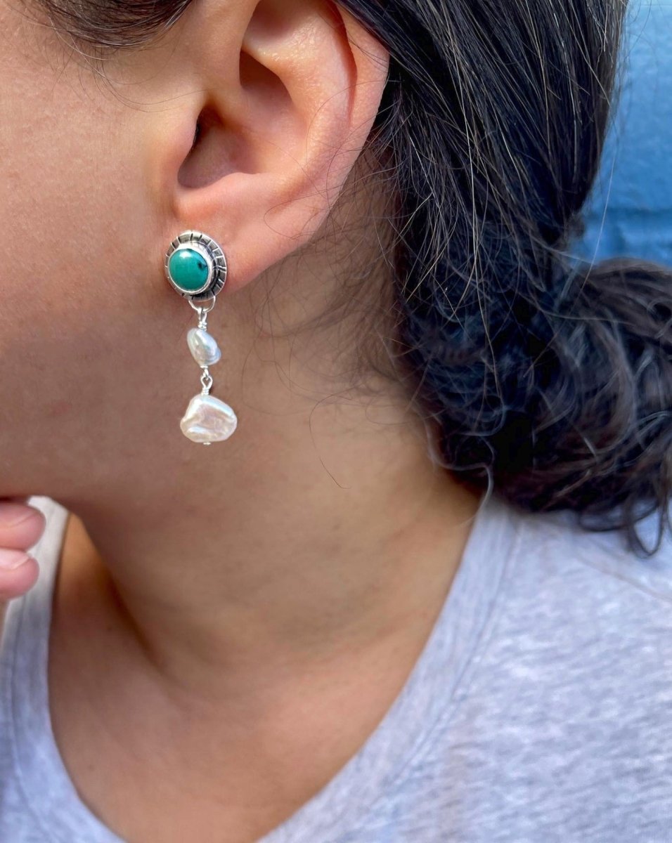 Turquoise Pearl Drops - Sky Island Jewelry